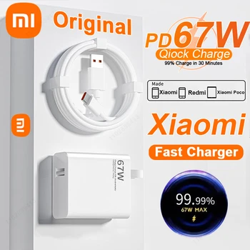 Xiaomi Originalus 67W Greito Įkrovimo USB C Įkroviklio Xiaomi Mi 13 11 Redmi 12 Pastaba Turbo 11 Poco F5 USB Tipo C 6A Kabelių Priedai