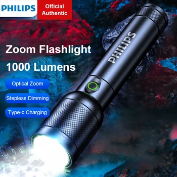 Philips SFL6168 Optinis Priartinimas LED Žibintuvėlis su USB Įkrovimo su 18650 Bateriją, Įkraunamą USB Žibintuvėlis Savarankiškai Gynybos