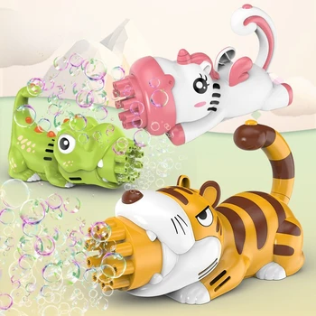 Mielas Dinozauras Tigras Vienaragis Dizaino Burbulas Mašina Žaislai Vaikams 10 Skylių Bubble Gun Lauko Žaislai, Dovanos Vaikams, kad Vasarą