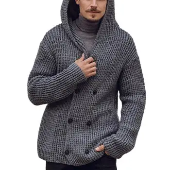 2023 Europos ir Amerikos rudens ir žiemos vyrų džemperis megztinis vientisų spalvų Atvartas ilgomis rankovėmis megzti striukė