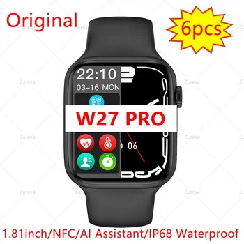6pcs Iwo W27 Pro Smart Watch Vyrai Moterys su NFC 1.81 Colių 320*390px Ip68 Vandeniui Smartwatch Vyrų Belaidžio Įkrovimo