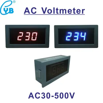 YB5130B LED Digital Voltmeter AC 30-500V voltmetras 240V 380V Visiškai uždarytas Raudona Mėlyna Skaitmenų Voltmetro Įtampos Indikatorius, Testeris