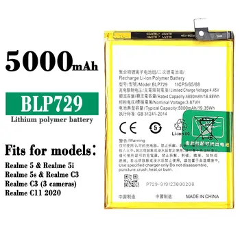 BLP729 Originalus, Aukštos Kokybės Pakaitinis Akumuliatorius KOLEGA Realme 5pro Realme 5 C3 5i C11 5S C21 BLP-729 Didelės Talpos Baterijas