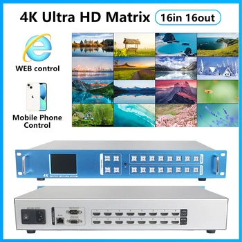HDMI Matrix Switcher 4x4, 8x8 8x16 16x16 4K60Hz Profesinės Stovo Vaizdo Siena Splitter Paramos HDCP2.2/EDID/RS232/TCP/IP Valdymo