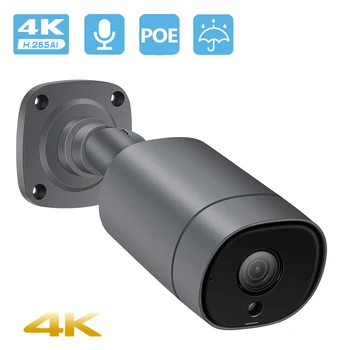 4K 8MP 4MP Ultra HD H. 265 POE IP Camera Garso Judesio Aptikimo, Įspėjimo Kulka Lauko Vaizdo Stebėjimo Kamerą IR Night Vision