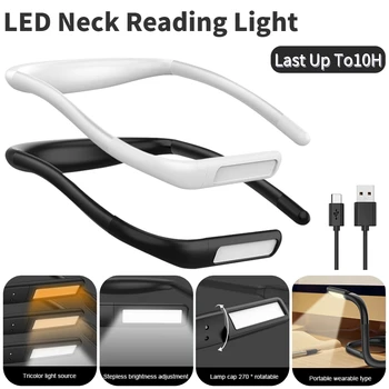 Kaklo Skaitymo Šviesos Lanksti LED Knyga, Šviesos, laisvų Rankų įranga Kabinti Skaityti Lempos Nešiojamų Tolygus Reguliavimas USB Įkrovimo Kaklo Žibintai