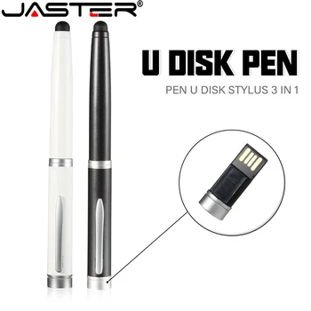 JASTER Naujas Flash Drive USB 2.0 Pen Atminties Kortele 128 GB Jutiklinio Ekrano Rašikliu, Baltas 64GB Black 32GB USB Stick Verslo Nešiojamųjų Pendrive