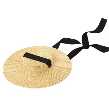 Didmeninė Platus Kraštų Šiaudų Skrybėlę Moterų Ilgu Kaspinu Ponios Paplūdimys Skrybėlės Mados Suknelė Iki Vaikų Vasaros Saulės Skydelis Kepurės