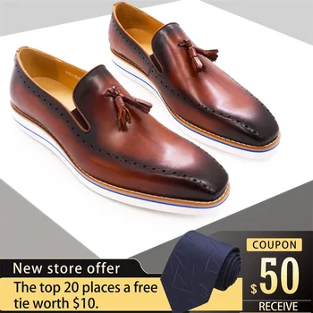 Nauja stiliaus odiniai laisvalaikio vyriški batai prabangos butas kutas rankų darbo batai aikštėje kojų mokasīni, pokylių vyrų pažinčių batai