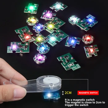 3pcs LED Magnetrono Switch Lighting Chip Animacija Rankas Daryti, Plius Modelyje Žaislai Belaidžio LEMPOS