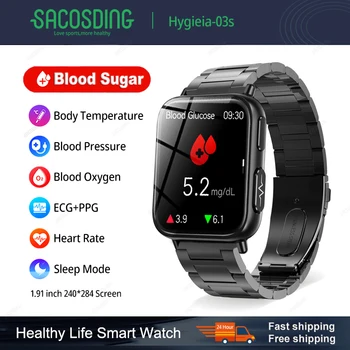 2023 Naujas Neinvazinis Kraujo Cukraus EKG+PPG Smart Watch Vyrų Širdies ritmas, Kraujo Deguonies Sveikatos Smartwatch Moterų Sporto laikrodis atsparus Vandeniui
