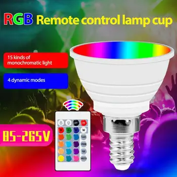 LED Lempos, Nuotolinio Valdymo Spalvinga Smart Lemputė E27/E14/GU10/MR16 LED RGB Lempos 85-265V RGB+Balta Pritemdomi Lemputė Gyvenimo 50000 Valandų