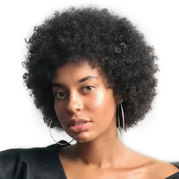 Pixie Supjaustyti Perukas Trumpas, Garbanotas Žmogaus Plaukų Perukai Black Pigūs Afro Keistą Lankelis Perukas Remy Plaukų Brazilijos Plaukų Perukai Moterims