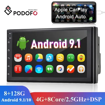 Podofo 8+128G 2 Din Automobilio Radijo, GPS Android 7
