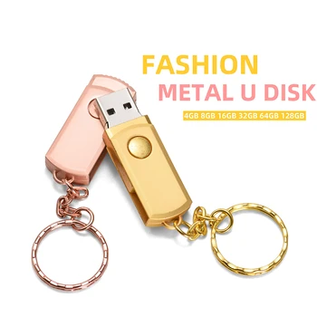 Nemokamai Logotipą Metalinis Tušinukas Ratai 64GB Su Key Chain Aukso 
