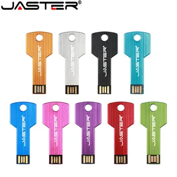 JASTER Black Metal Key USB Flash Drive 64GB Nemokama LOGO Pen Drives 32GB Keychain 